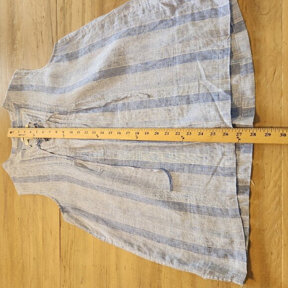 C&C California Top Women's 100% Linen Striped Sleeveless Summer Beach Shirt Sz M - Picture 2 of 5